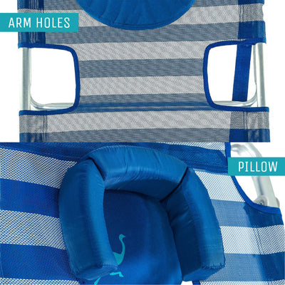 Ostrich 3 N 1 Aluminum 5 Position Reclining Beach Chair, Striped (Used)