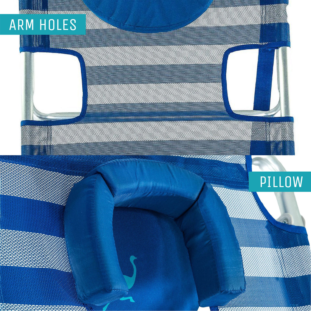 Ostrich 3 N 1 Aluminum 5 Position Reclining Beach Chair, Striped (Used)