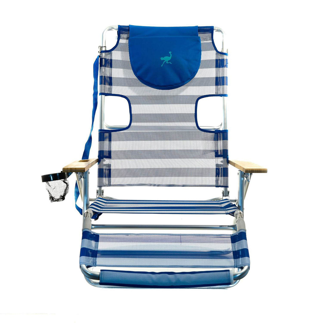 Ostrich Original 3N1 Outdoor Beach Lounge Chair w/ Footrest, Stripe (Open Box) - VMInnovations