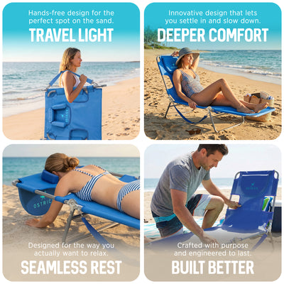 Ostrich Chaise Lounge Folding Portable Sunbathing Poolside Beach Chair (Damaged)