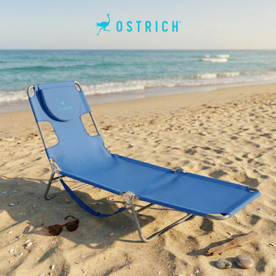 Ostrich Chaise Lounge Folding Portable Sunbathing Poolside Beach Chair (Damaged)