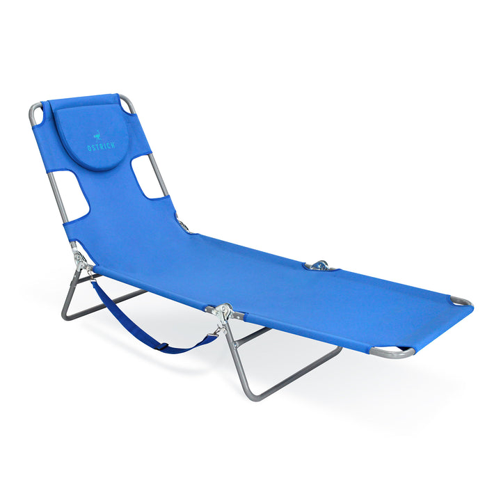 Ostrich Chaise Lounge, Facedown Beach Camping Pool Tanning Chair, Ocean Blue