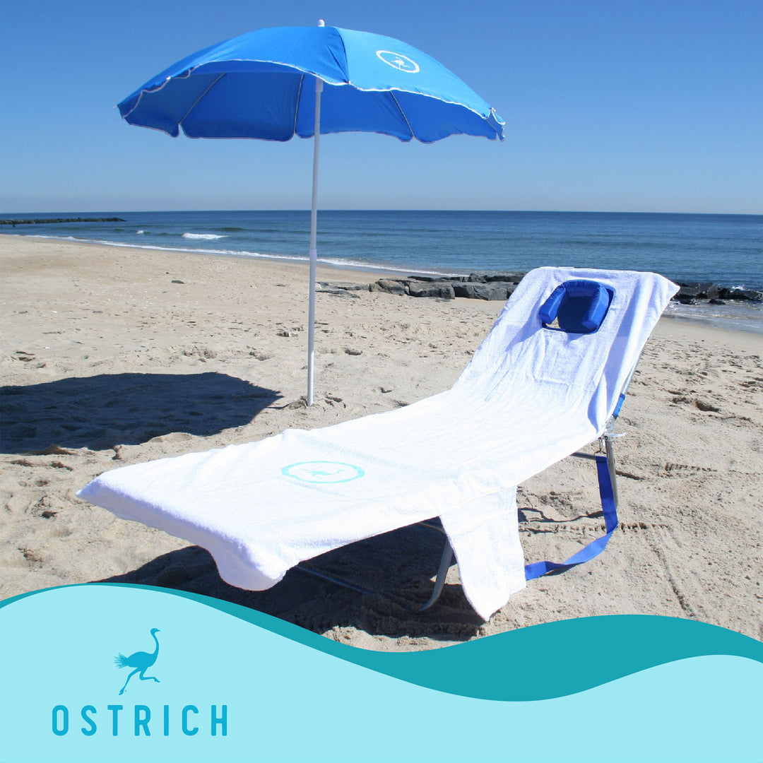 Ostrich Chaise Lounge, Facedown Beach Camping Pool Tanning Chair, Ocean Blue