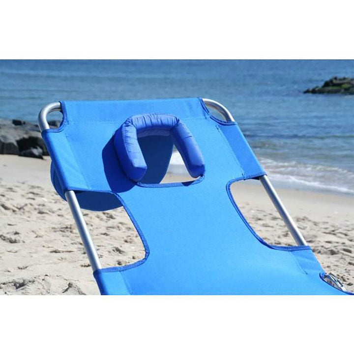 Ostrich Chaise Lounge, Facedown Beach Camping Pool Tanning Chair, Ocean Blue