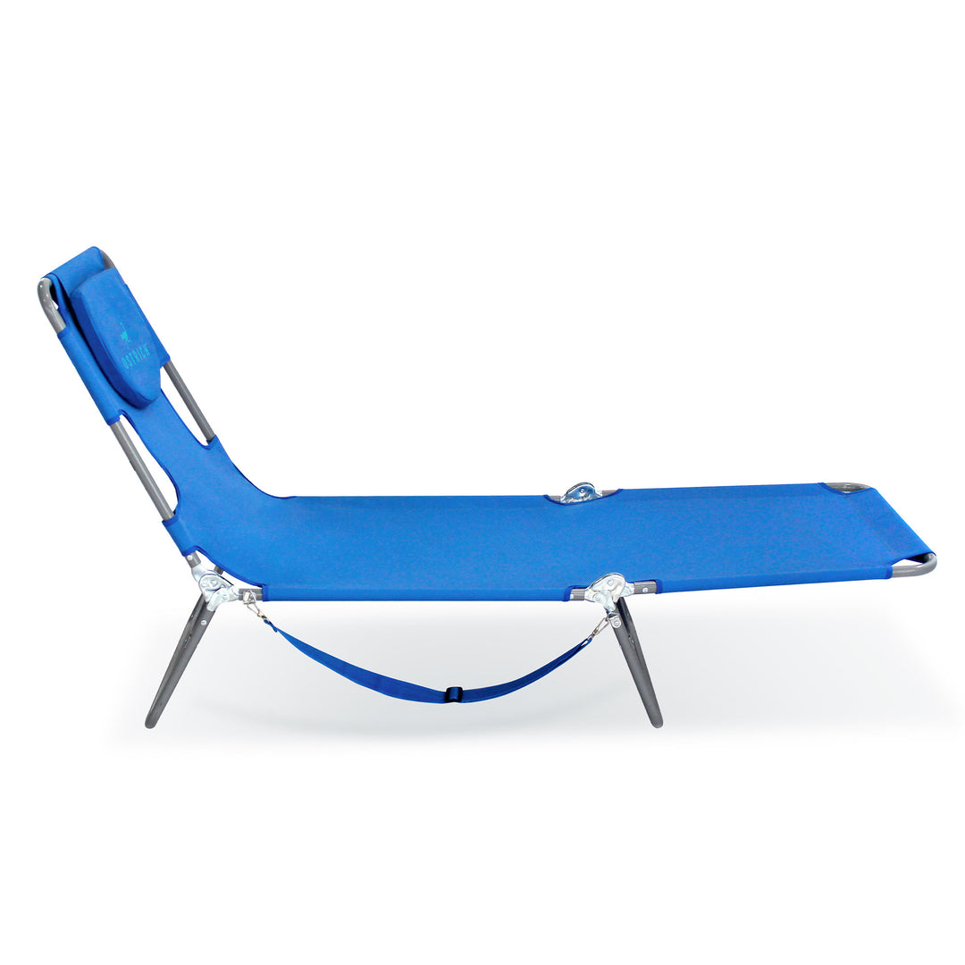 Ostrich Chaise Lounge, Facedown Beach Camping Pool Tanning Chair, Ocean Blue