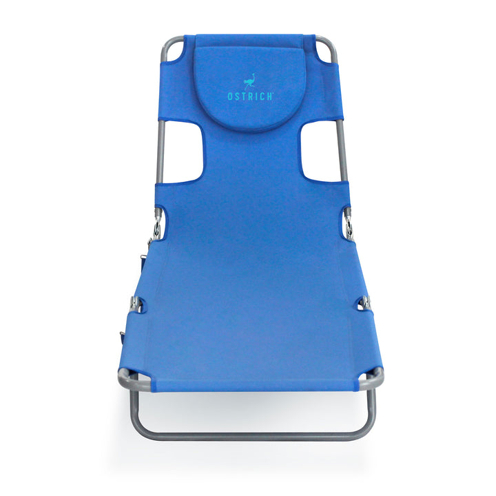 Ostrich Chaise Lounge, Facedown Beach Camping Pool Tanning Chair, Blue (Used) - VMInnovations