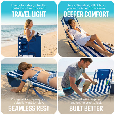 Ostrich Chaise Lounge, Facedown Beach Camping Pool Tanning Chair, Stripe (Used)