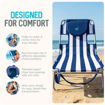 Ostrich The Original Chaise Lounge Portable Beach Chair & Custom Fitted Towel