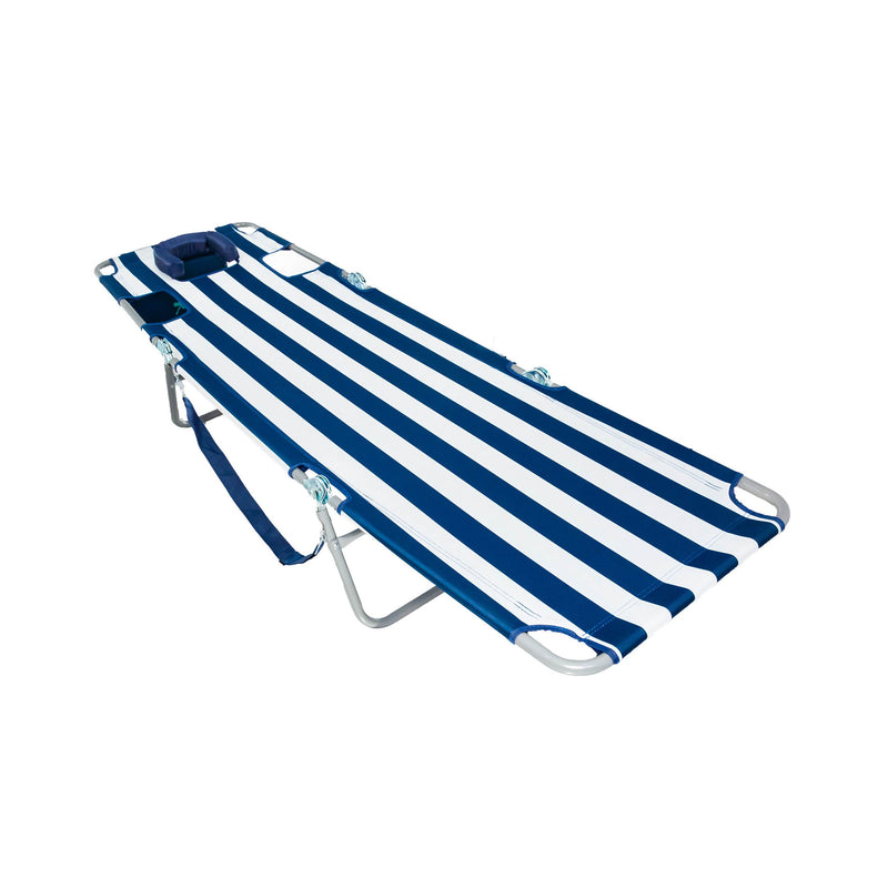 Ostrich Chaise Lounge, Facedown Beach Camping Pool Tanning Chair, Blue Stripe