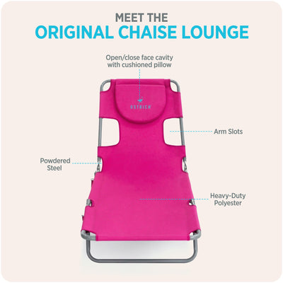 Ostrich The Original Chaise Lounge Portable Beach Chair & Custom Fitted Towel