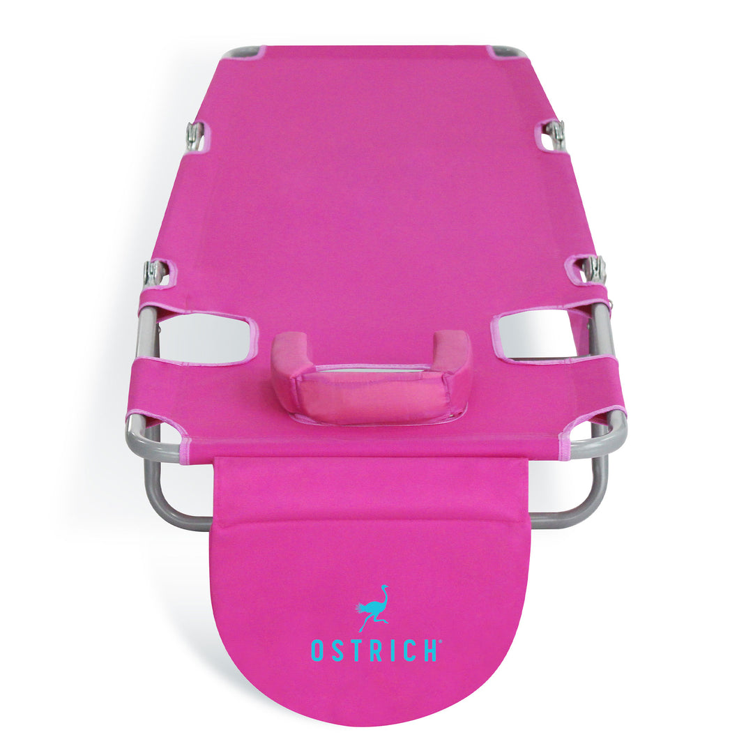 Ostrich Chaise Lounge, Portable Facedown Beach Camping Chair, Pink