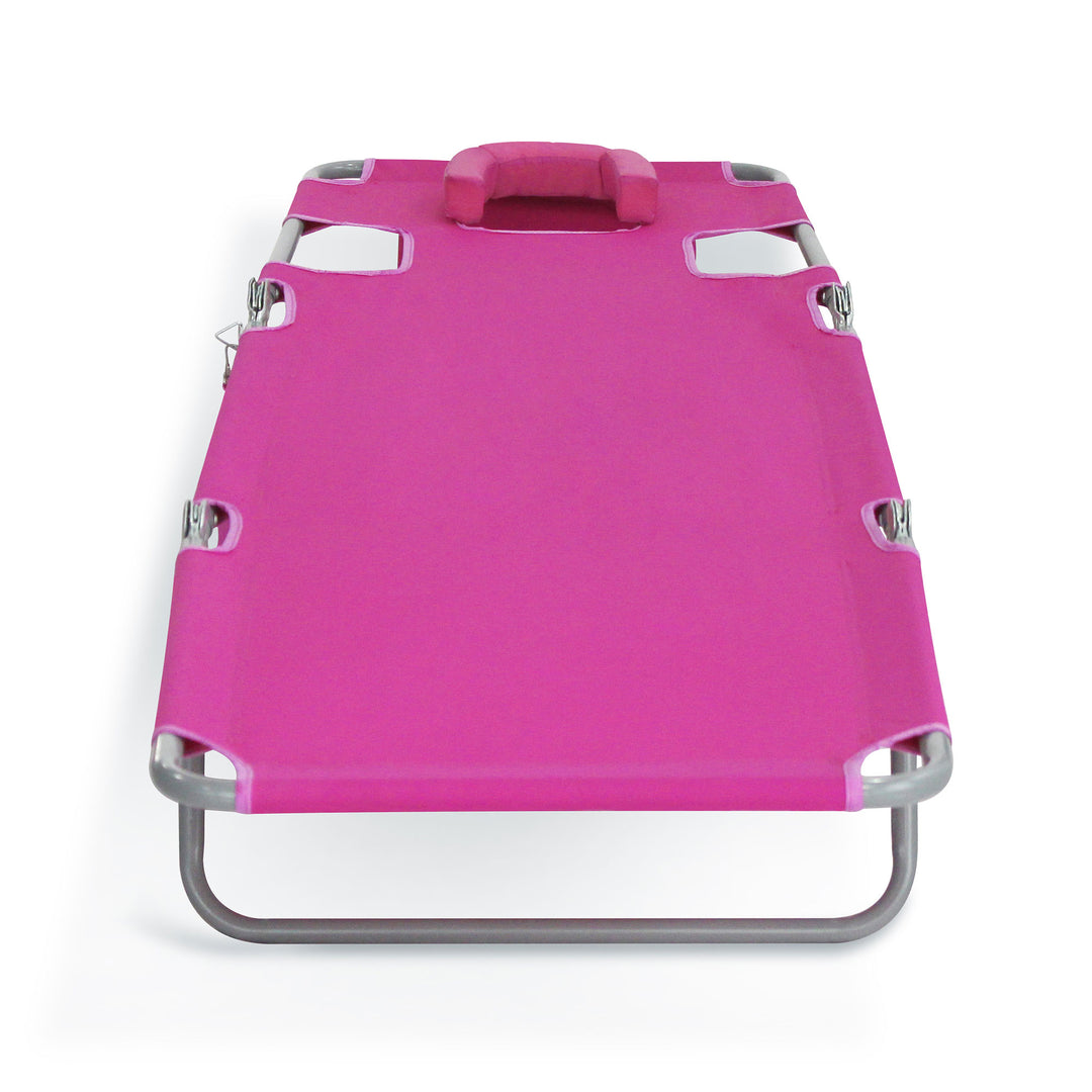 Ostrich Chaise Lounge, Portable Facedown Beach Camping Chair, Pink