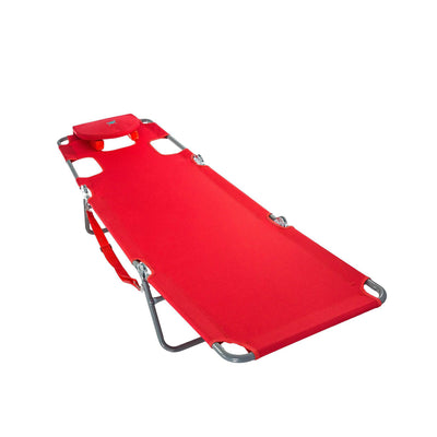 Ostrich The Original Chaise Lounge, Facedown Beach Pool Tanning Chair, Red - VMInnovations