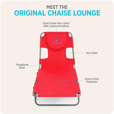 Ostrich The Original Chaise Lounge Portable Beach Chair & Custom Fitted Towel