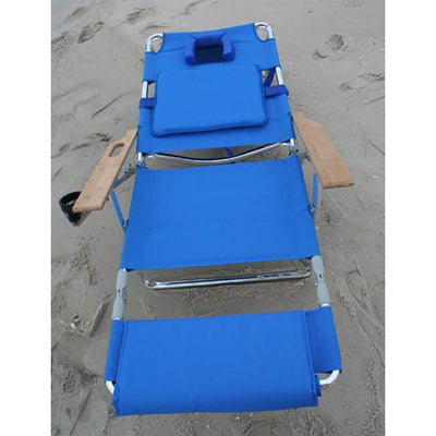 Ostrich Deluxe Padded Outdoor Lounge Reclining Beach Chair, Blue (For Parts)