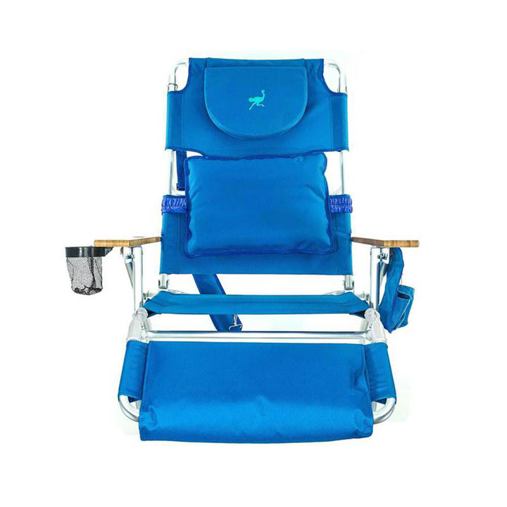 Ostrich Deluxe 3N1 Outdoor Lawn Beach Lounge Chair w/Footrest, Blue (Open Box)