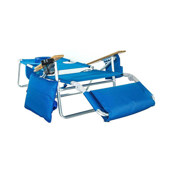 Ostrich Deluxe 3N1 Outdoor Lawn Beach Lounge Chair w/Footrest, Blue (Open Box)