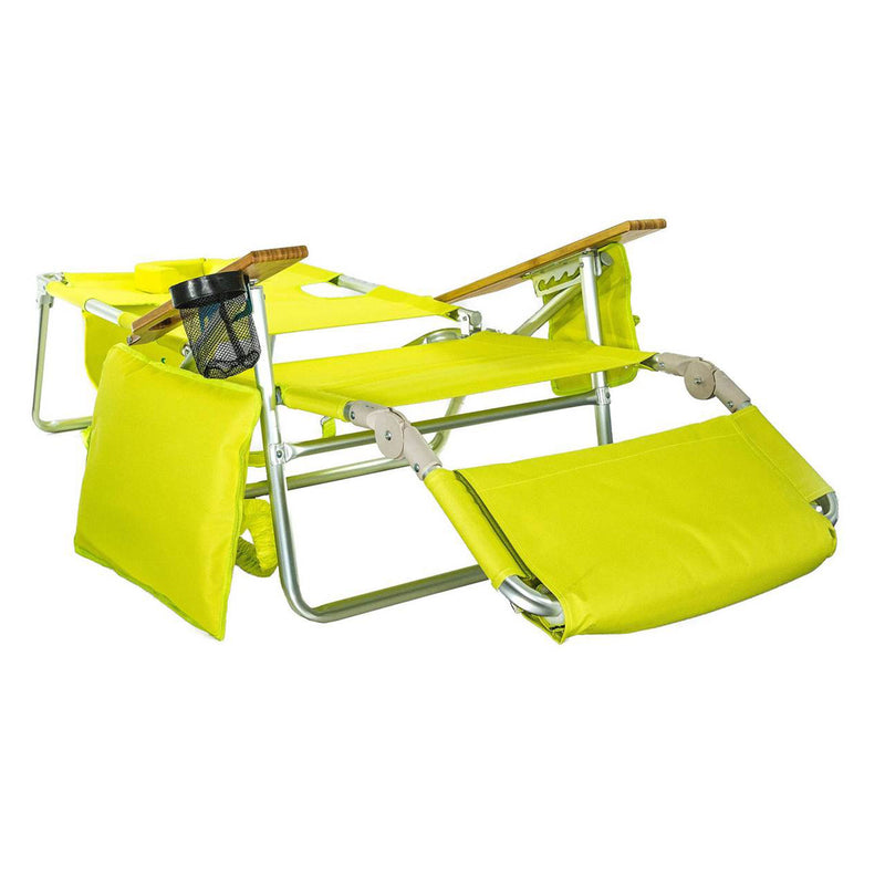 Ostrich Deluxe 3N1 Outdoor Lawn Beach Lounge Chair with Footrest, Lime Green
