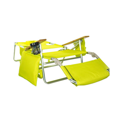 Ostrich Deluxe Padded 3-N-1 Outdoor Lounge Reclining Beach Chair, Lime Green (4 Pack)