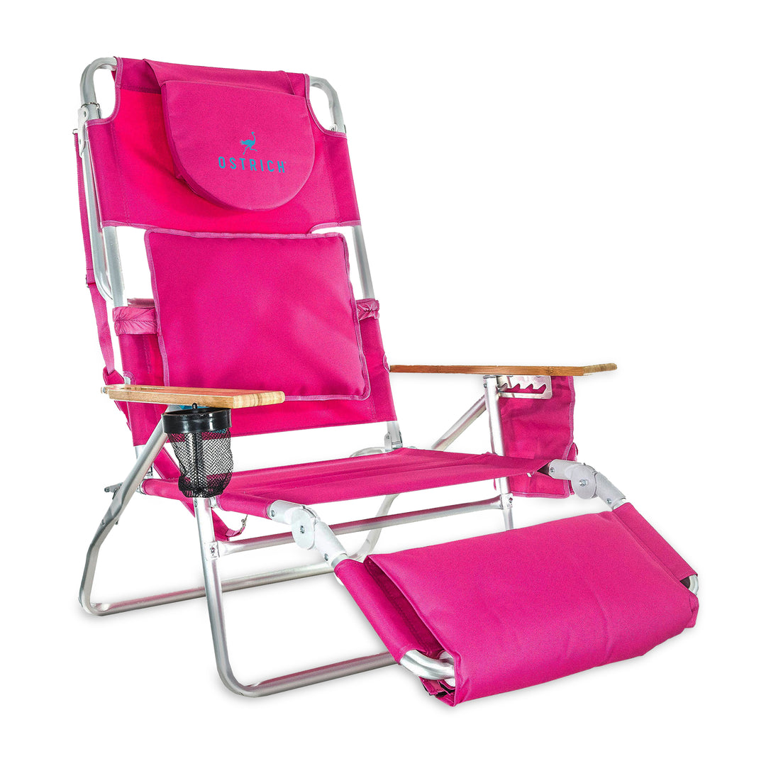 Ostrich Deluxe Padded 3-N-1 Outdoor Lounge Reclining Beach Chair, Pink (Used) - VMInnovations