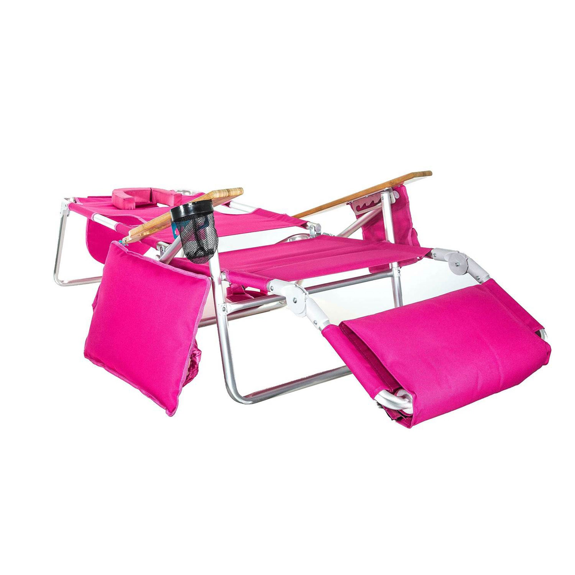 Ostrich Deluxe Padded 3-N-1 Outdoor Lounge Reclining Beach Lake Chair, Pink (3 Pack)