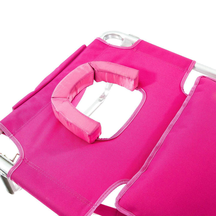 Ostrich Deluxe Padded 3-N-1 Outdoor Lounge Reclining Beach Chair, Pink (Used) - VMInnovations