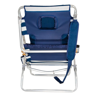 Ostrich Deluxe Padded 3-N-1 Outdoor Lounge Reclining Beach Chair, Blue (2 Pack)