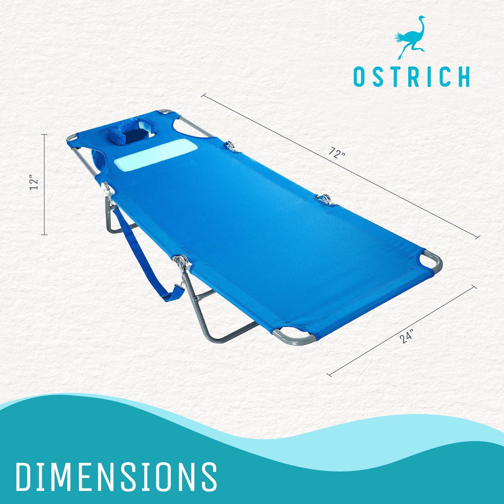 Ostrich 2 Pack Ladies Comfort Lounger, Beach Camping Tanning Chair Blue/Pink