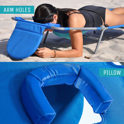 Ostrich Comfort Face Down Sunbathing Chaise Lounge Beach Chair, Blue (Used) - VMInnovations