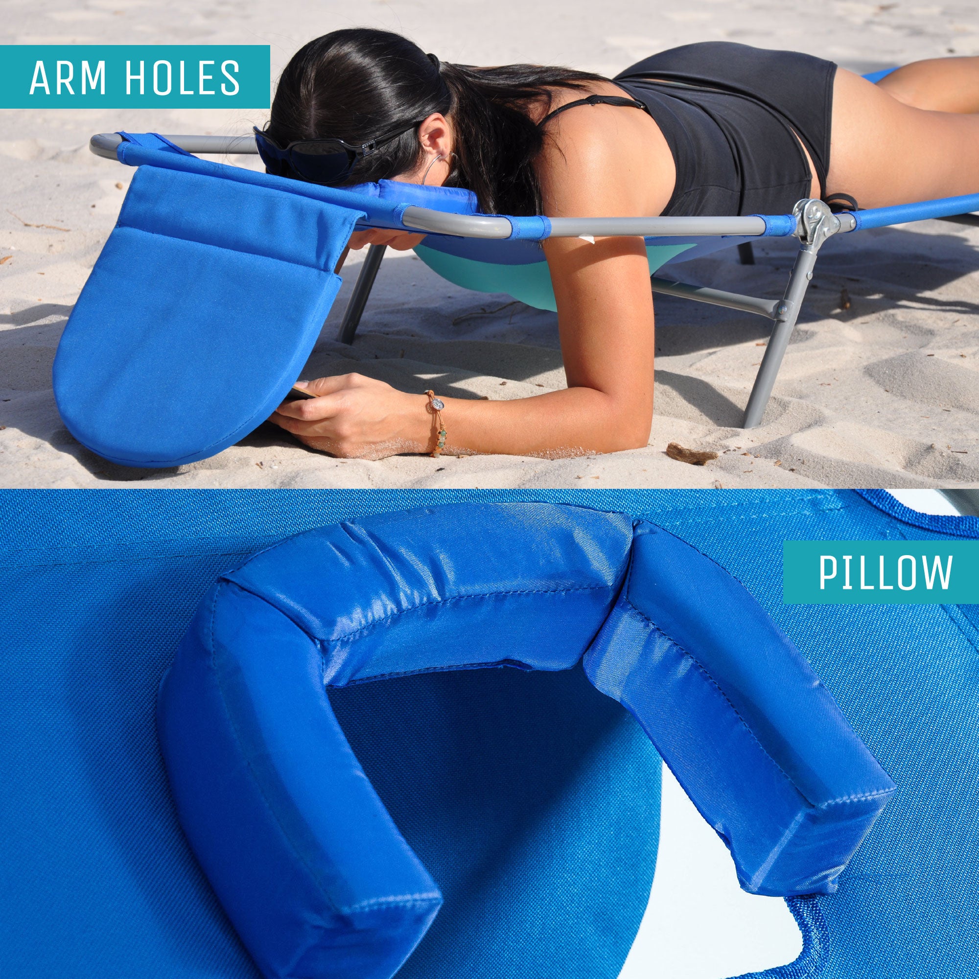 Ostrich Comfort Lounger Face Down Sunbathing Chaise Lounge Beach Chair (4 Pack)