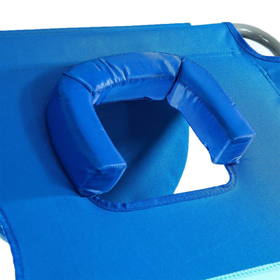 Ostrich Comfort Face Down Sunbathing Chaise Lounge Beach Chair, Blue (Used) - VMInnovations