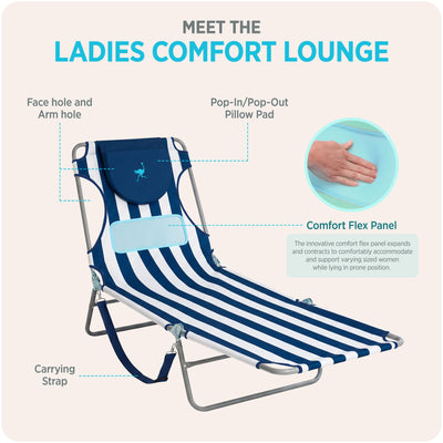 Ostrich The Ladies Comfort Lounger Foldable Beach Chair and Custom Fitted Towel