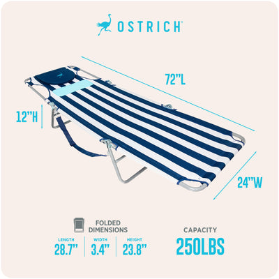 Ostrich The Ladies Comfort Lounger Foldable Beach Chair and Custom Fitted Towel