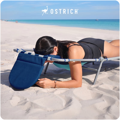 Ostrich Comfort Lounger Face Down Chaise Lounge Beach Chair, Stripes (For Parts)