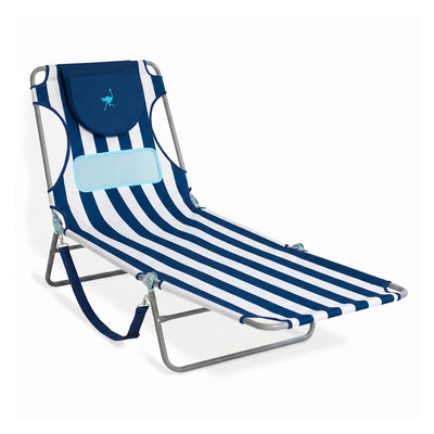 Ostrich Comfort Lounger Face Down Chaise Lounge Beach Chair, Stripes (For Parts)