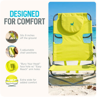 Ostrich On-Your-Back Outdoor Lounge 5 Position Reclining Beach Chair (For Parts)