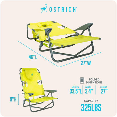 Ostrich On-Your-Back Outdoor Lounge 5 Position Reclining Beach Chair (For Parts)