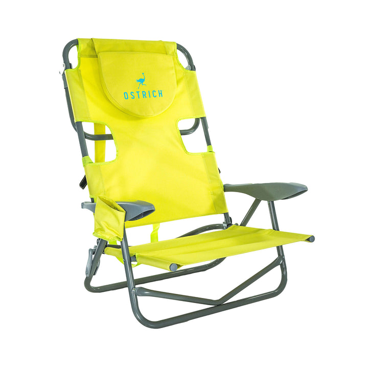 Ostrich On-Your-Back Outdoor Reclining Beach Lounge Pool Camping Chair, Green