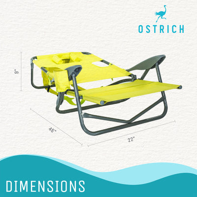 Ostrich On-Your-Back Lounge 5 Position Reclining Beach Chair, Green (Used) - VMInnovations