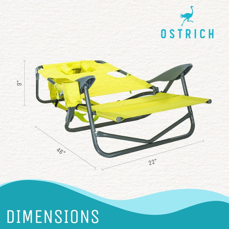 Ostrich On-Your-Back Lounge 5 Position Reclining Beach Chair, Green (Used)