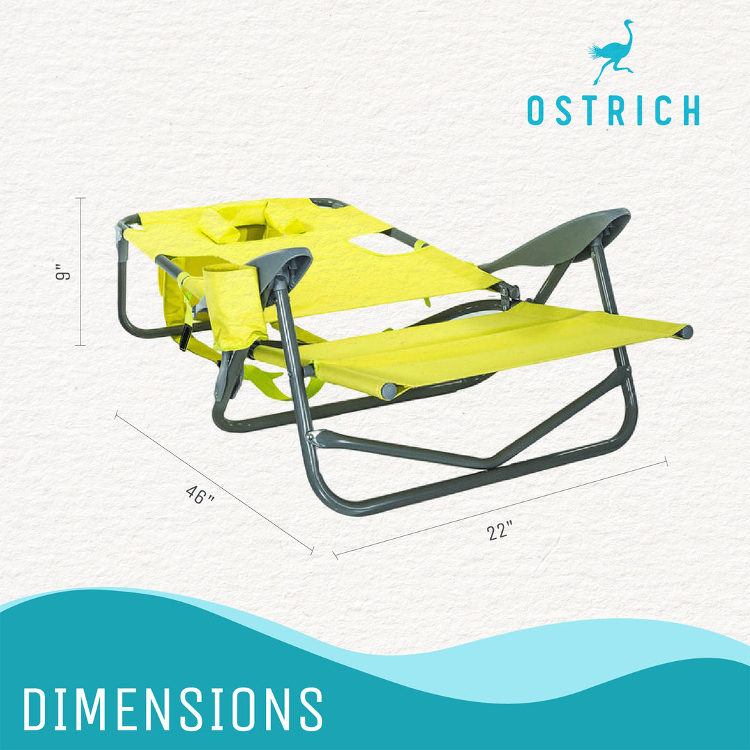 Ostrich On-Your-Back Outdoor Lounge 5 Position Reclining Beach Chair (3 Pack) - VMInnovations