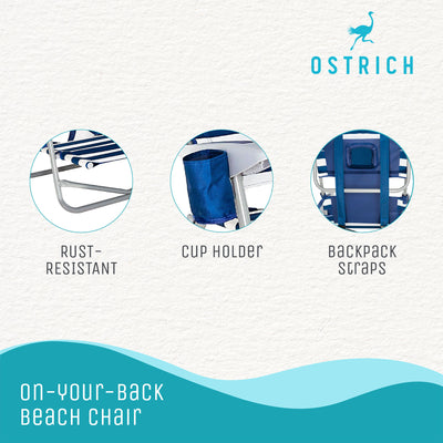 Ostrich 2 Pack 3N1 Lightweight Outdoor Lawn Chair & On-Your-Back Reclining Chair