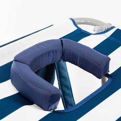 Ostrich Outdoor Lounge 5 Position Recline Beach Chair, Striped Blue (For Parts)