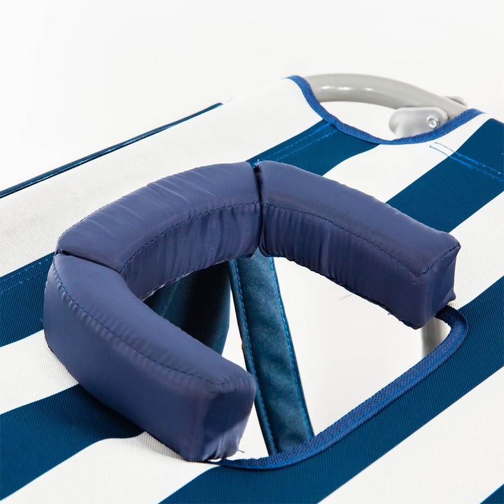 Ostrich Outdoor Lounge 5 Position Recline Beach Chair, Striped Blue (For Parts)