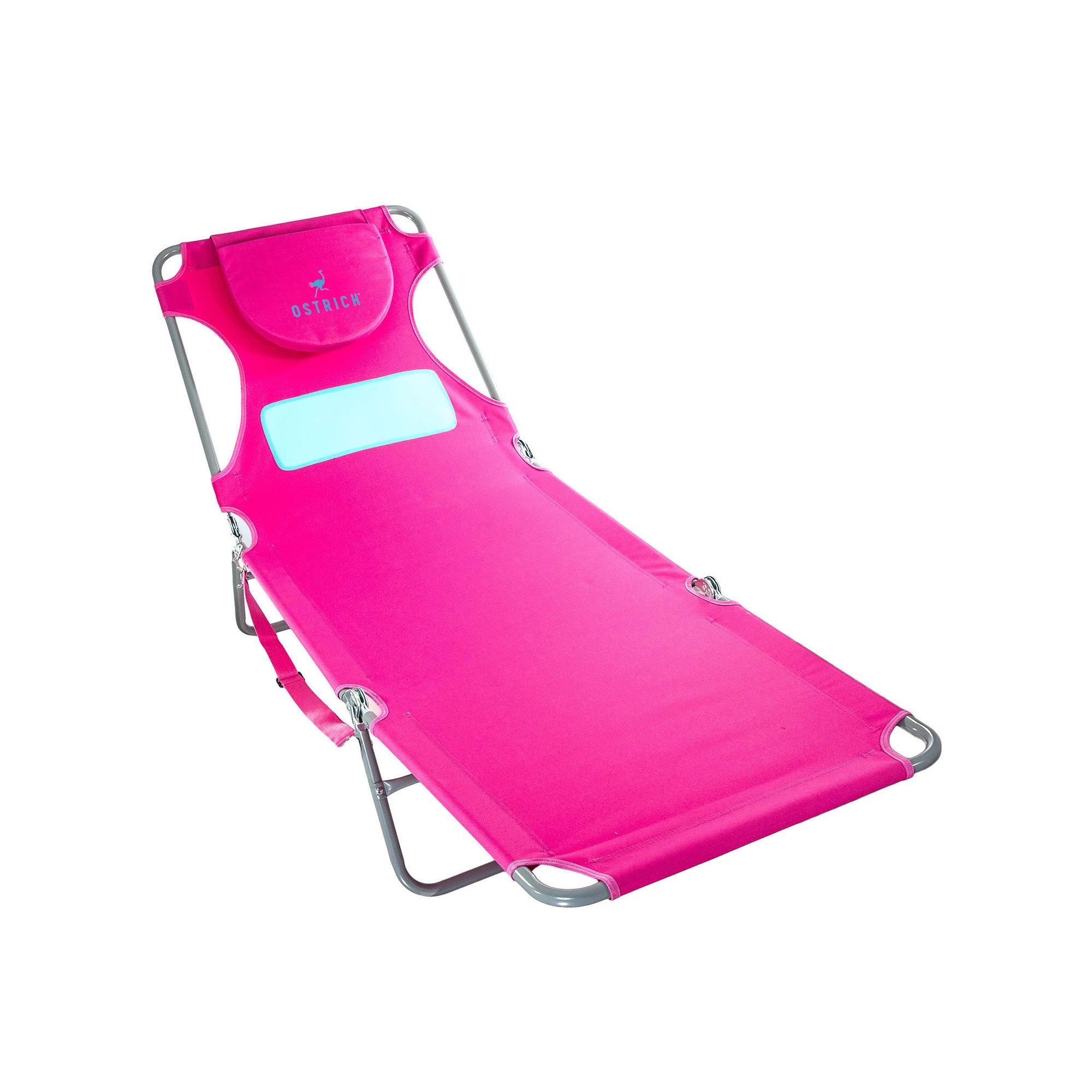 Ostrich Lounger Face Down Sunbathing Chaise Lounge Beach Chair, Pink (For Parts)