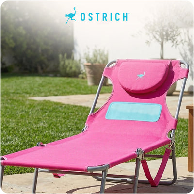 Ostrich Ladies Comfort Lounger, Beach Camping Pool Tanning Chair, Pink(Open Box)