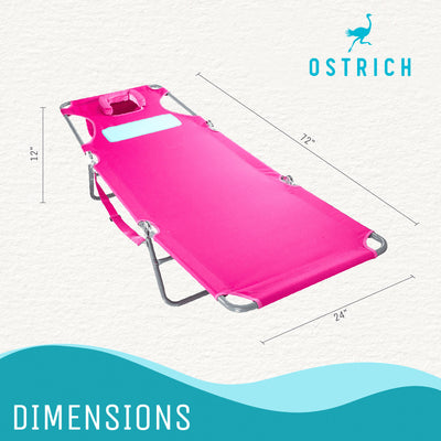 Ostrich Comfort Lounger Face Down Sunbathing Chaise Beach Chair, Pink (2 Pack)