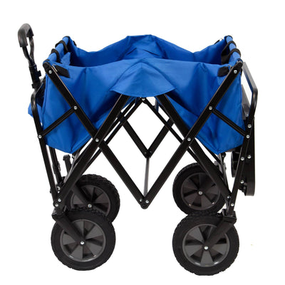 Mac Sports Folding Outdoor Garden Utility Wagon Cart w/ Table, Blue (2 Pack)