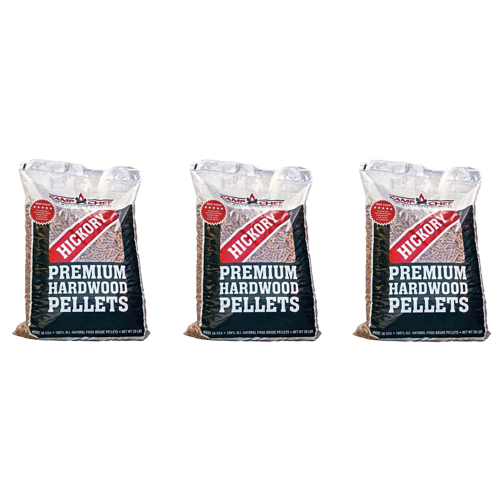 Camp Chef Smoker Grill Premium Hickory Barbecue Hardwood Pellets, 20lbs (3 Pack)