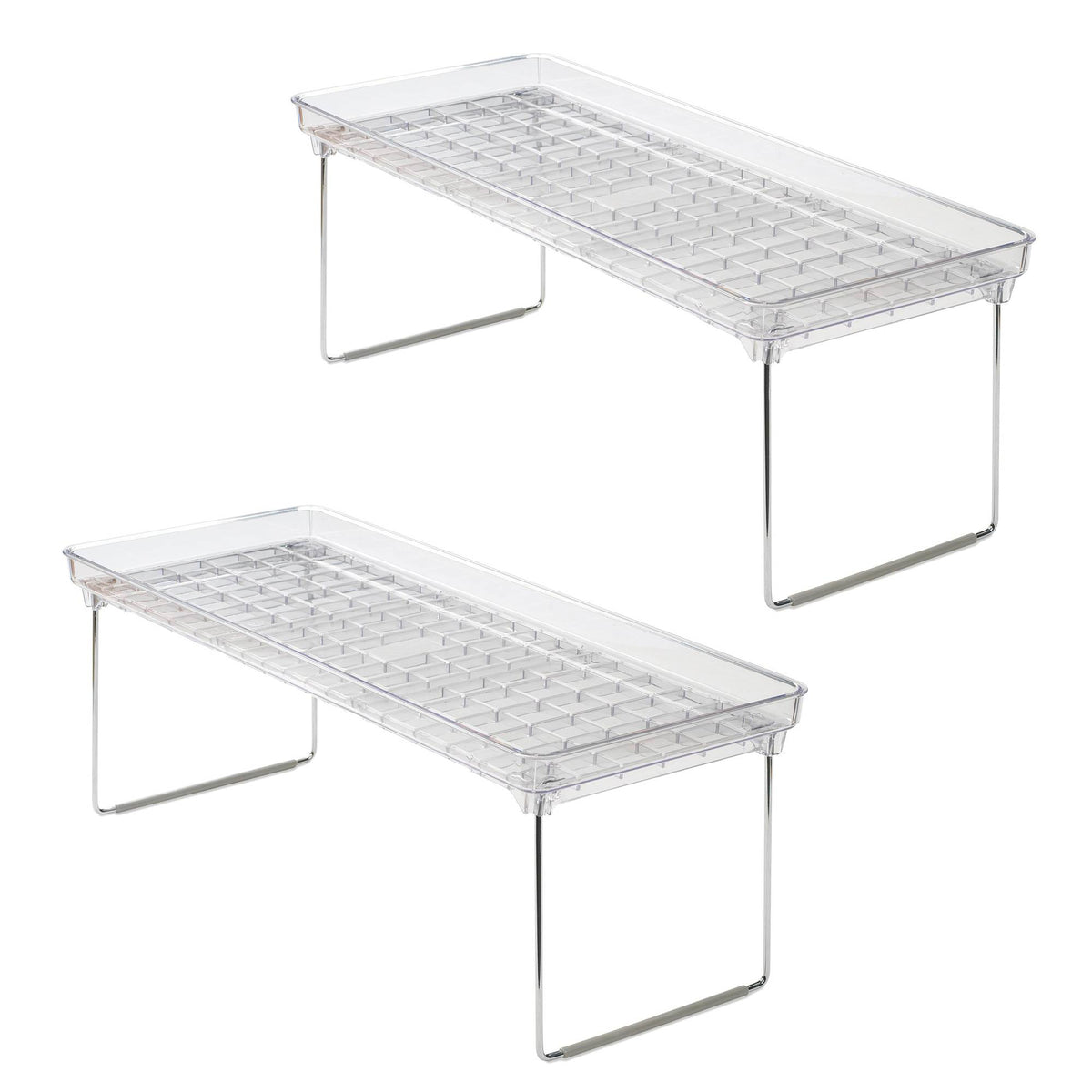 Madesmart Clear Stacking Cabinet Organizer Storage Rack Shelf, Large (2 Pack)